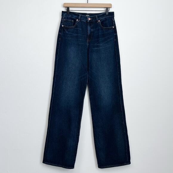 Express Wide Leg High-Rise Dark Wash Conscious Edit Denim Jeans - Picture 1 of 8